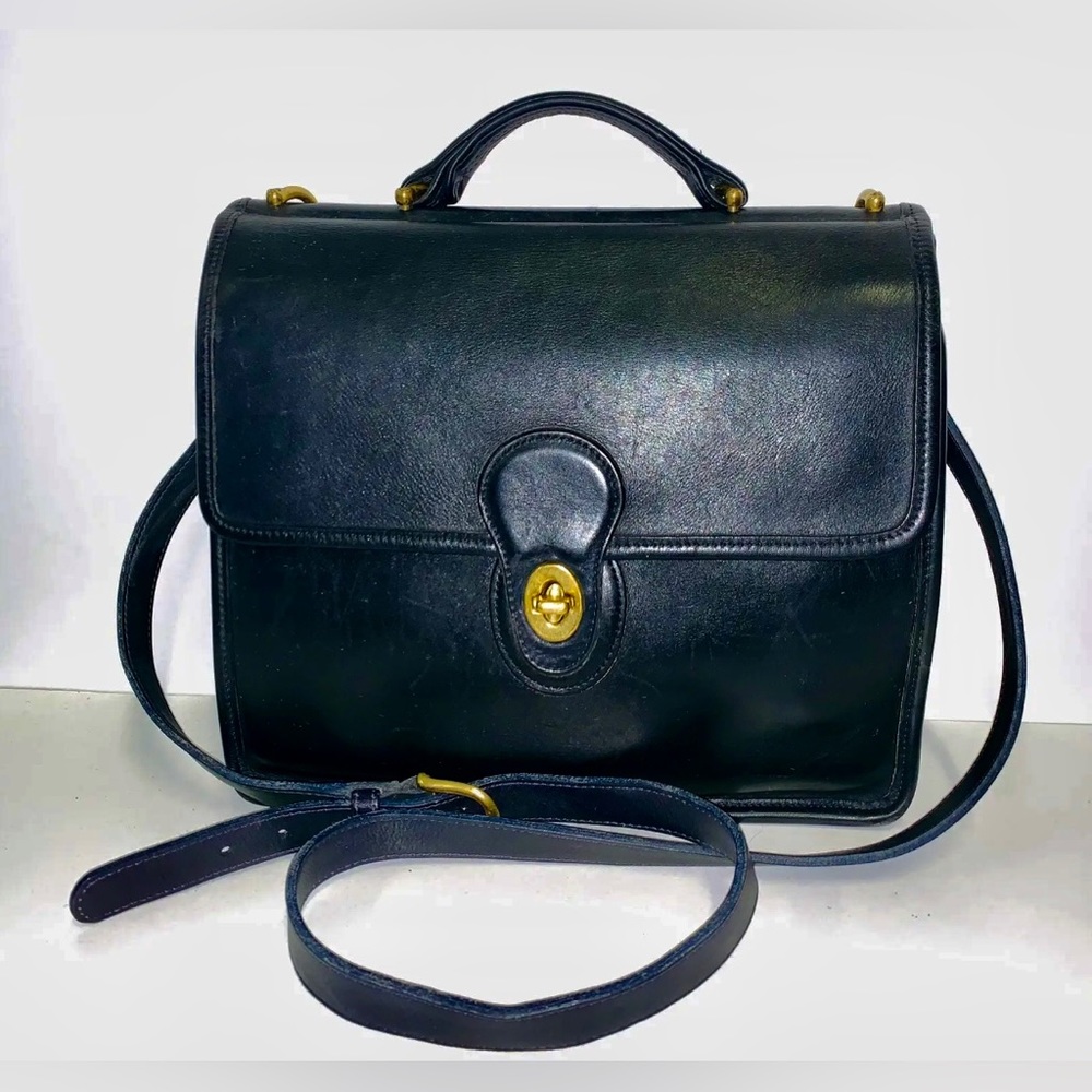 Vintage 90’s COACH Willis Black Leather Crossbody Satchel Bag 9927 USA